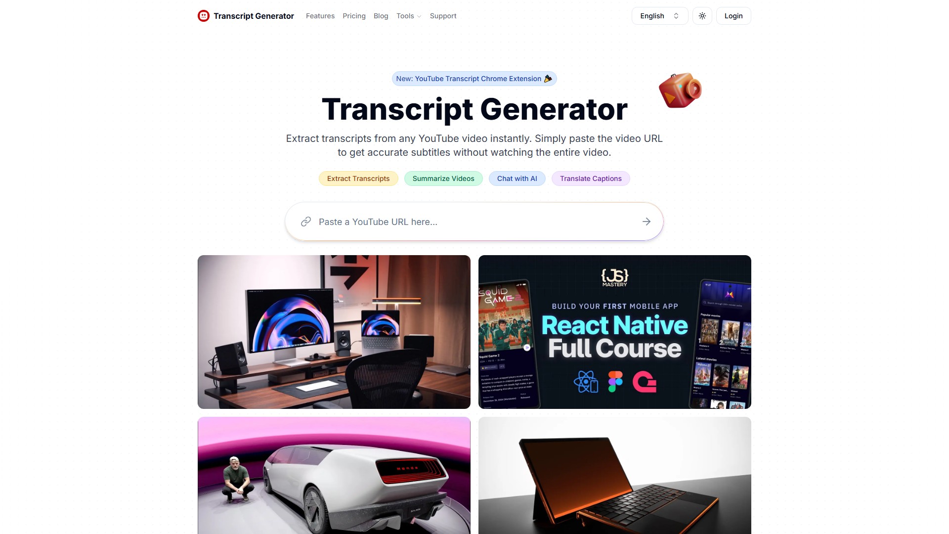 YouTube Transcript Generator - AI Tool