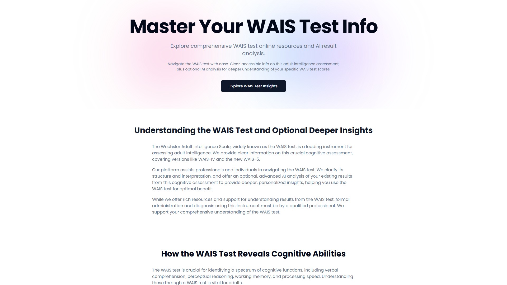 WAIS test - AI Tool