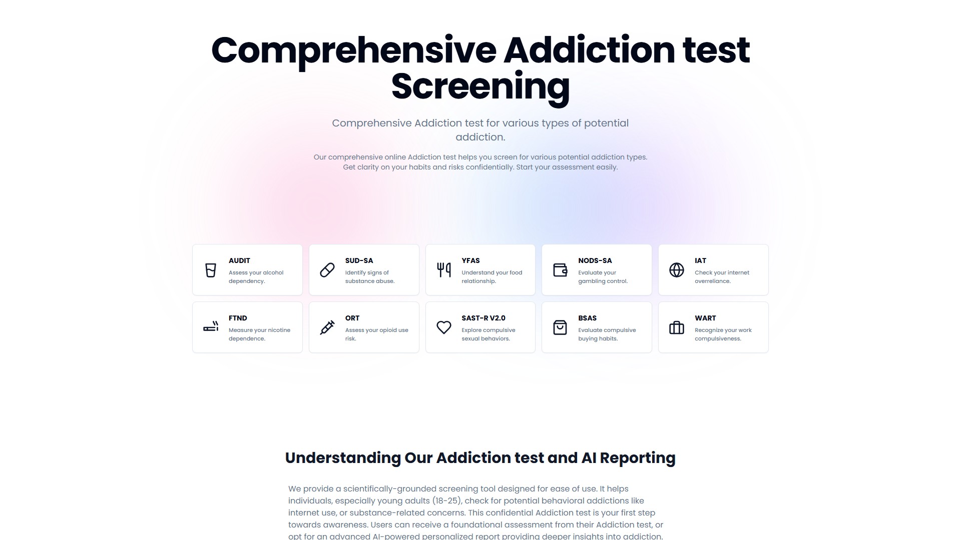 Addiction test - AI Tool